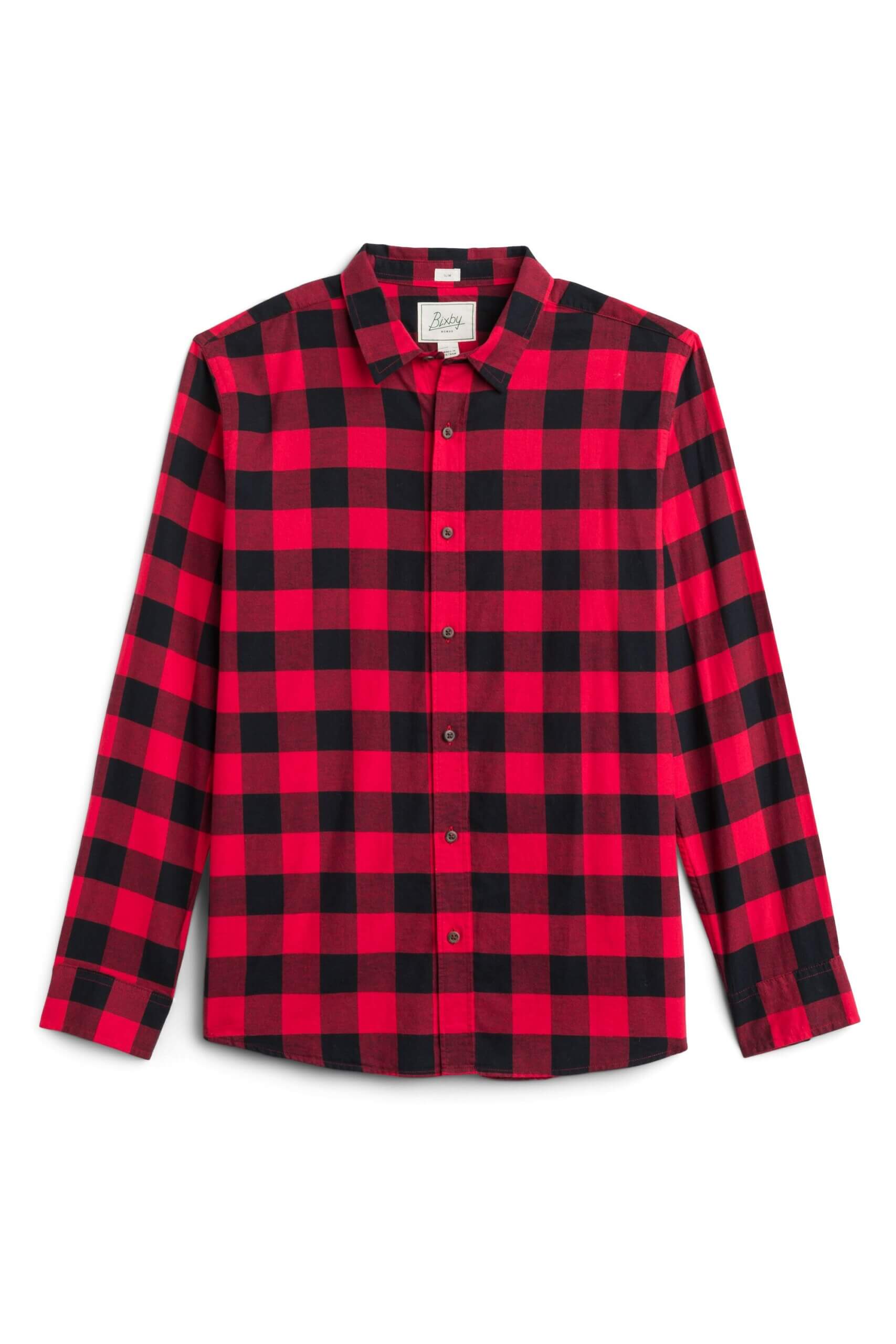 Stitch Fix Men's red and black plaid, flannel, button-down shirt.