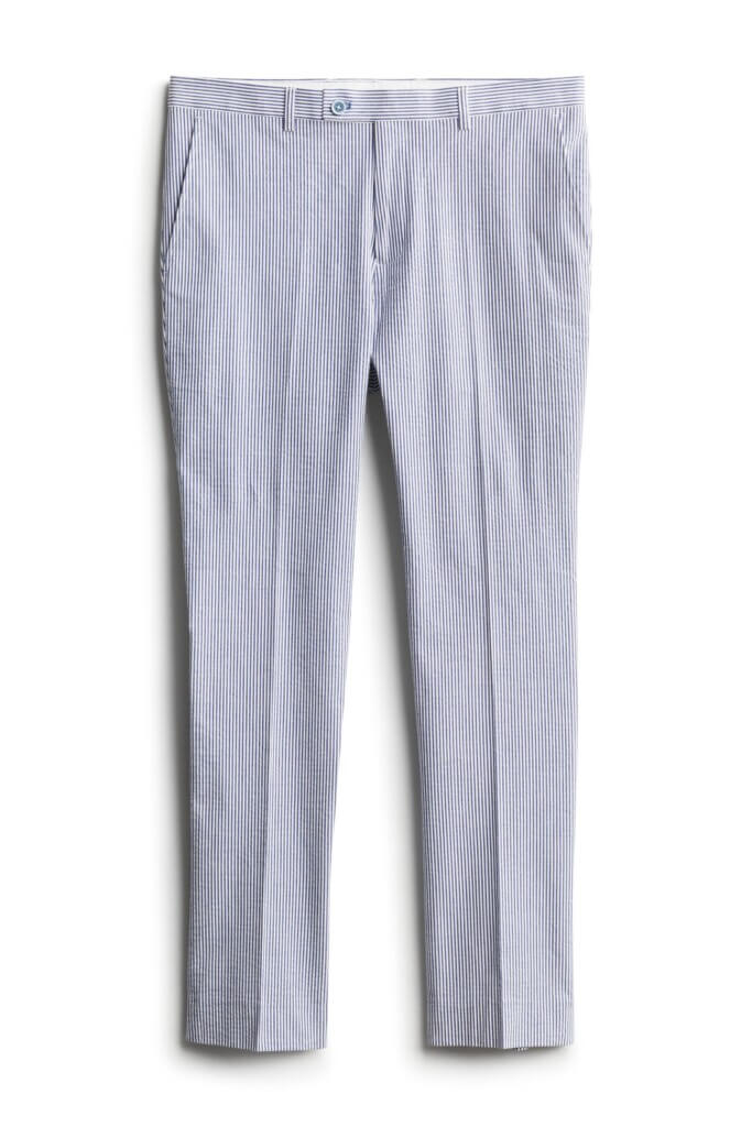 Stitch Fix men's blue and white micro stripe dress pants.