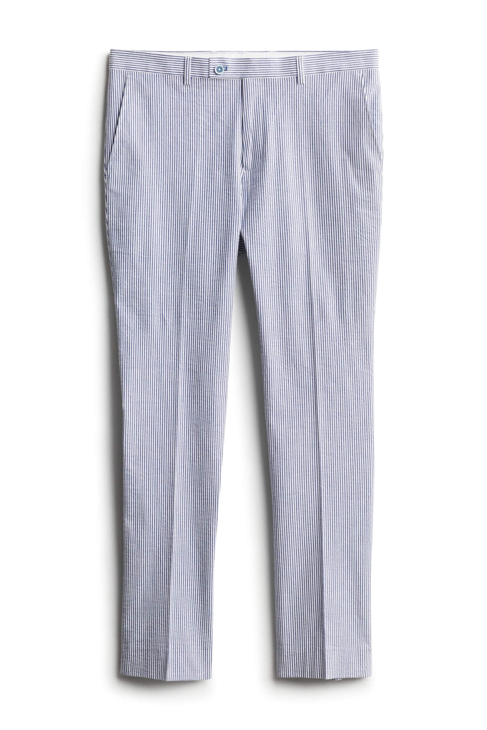 Stitch Fix men's blue and white micro stripe dress pants.