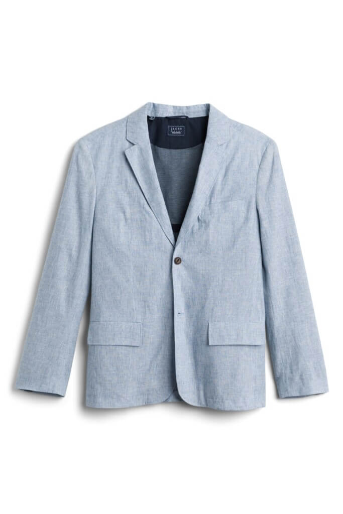 Stitch Fix men's light blue linen blazer.