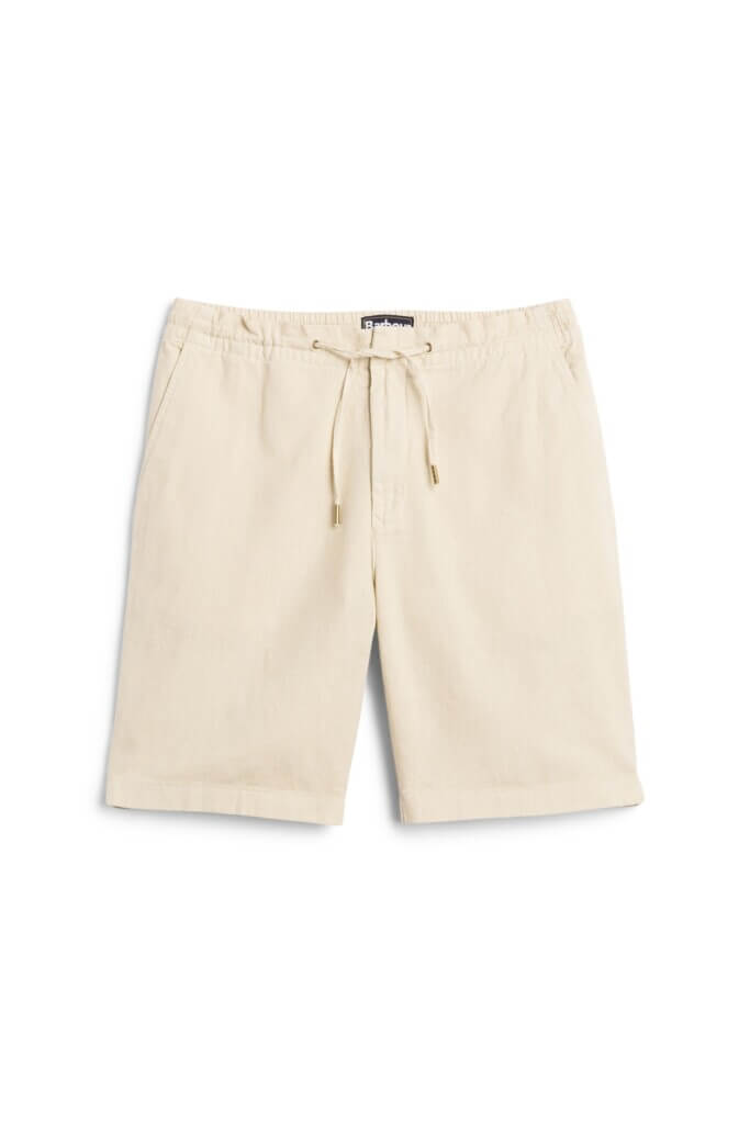 Stitch Fix men's beige linen shorts with waist tie.