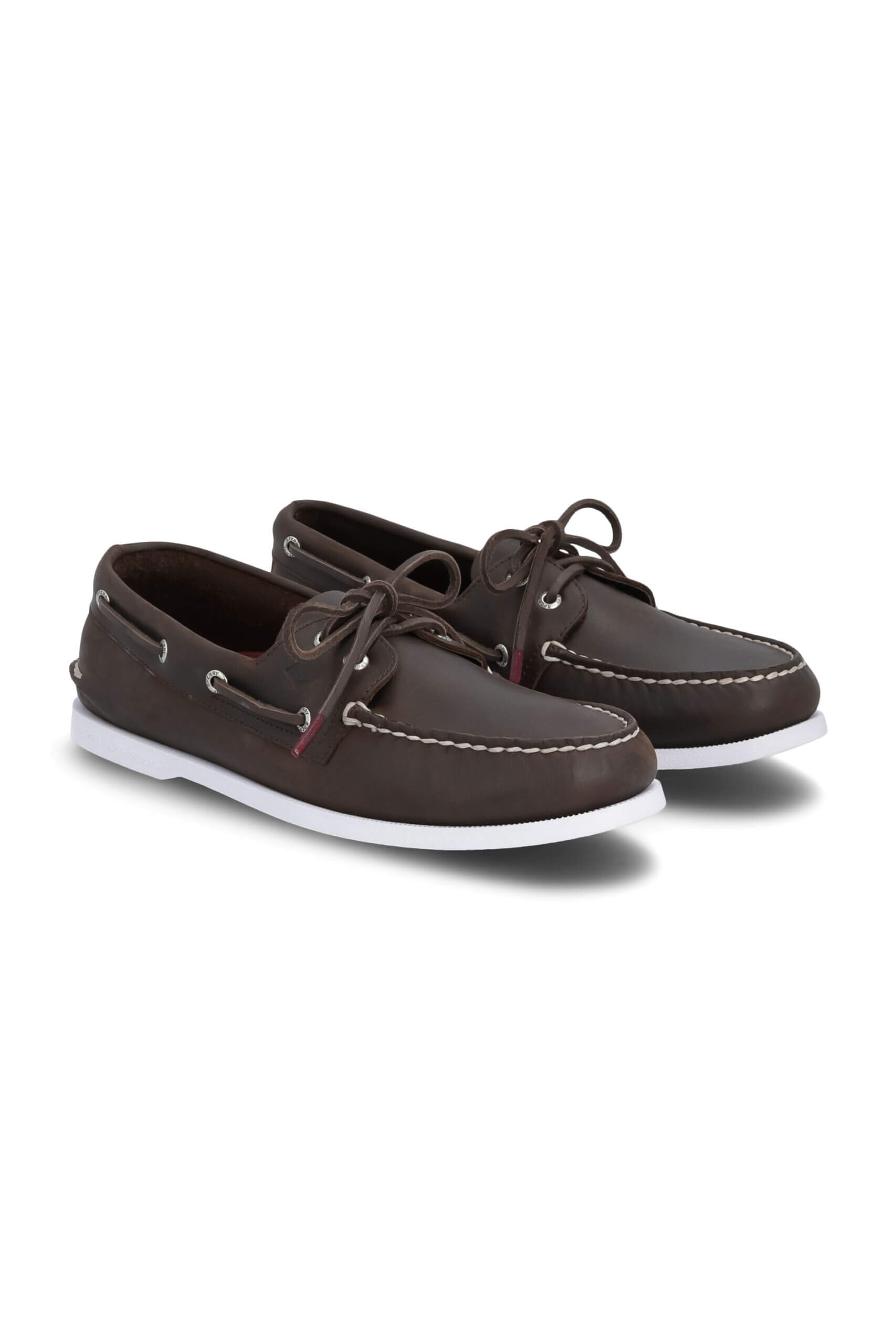 Stitch Fix men’s dark brown boat shoes with rubber soles.