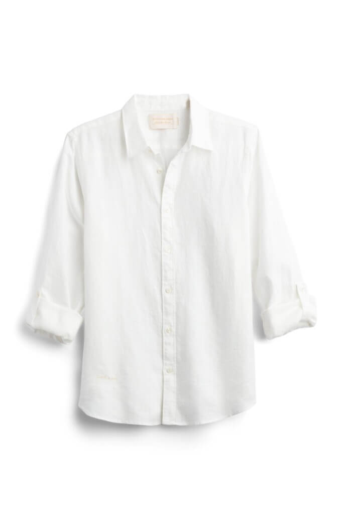 Stitch Fix men’s white button-down shirt with roll-tab sleeves.