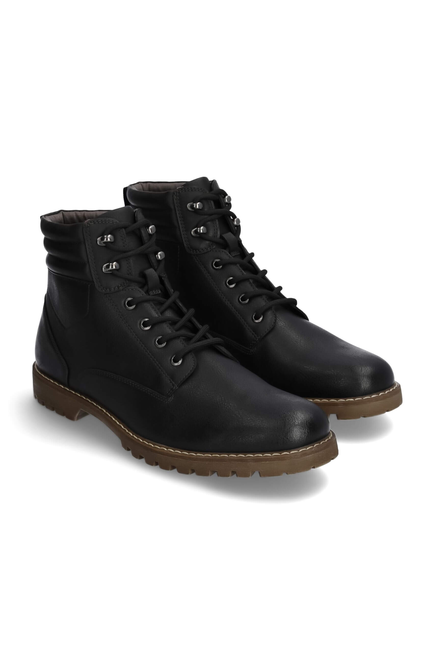 Stitch Fix men’s black lace-up boots with brown lug soles.