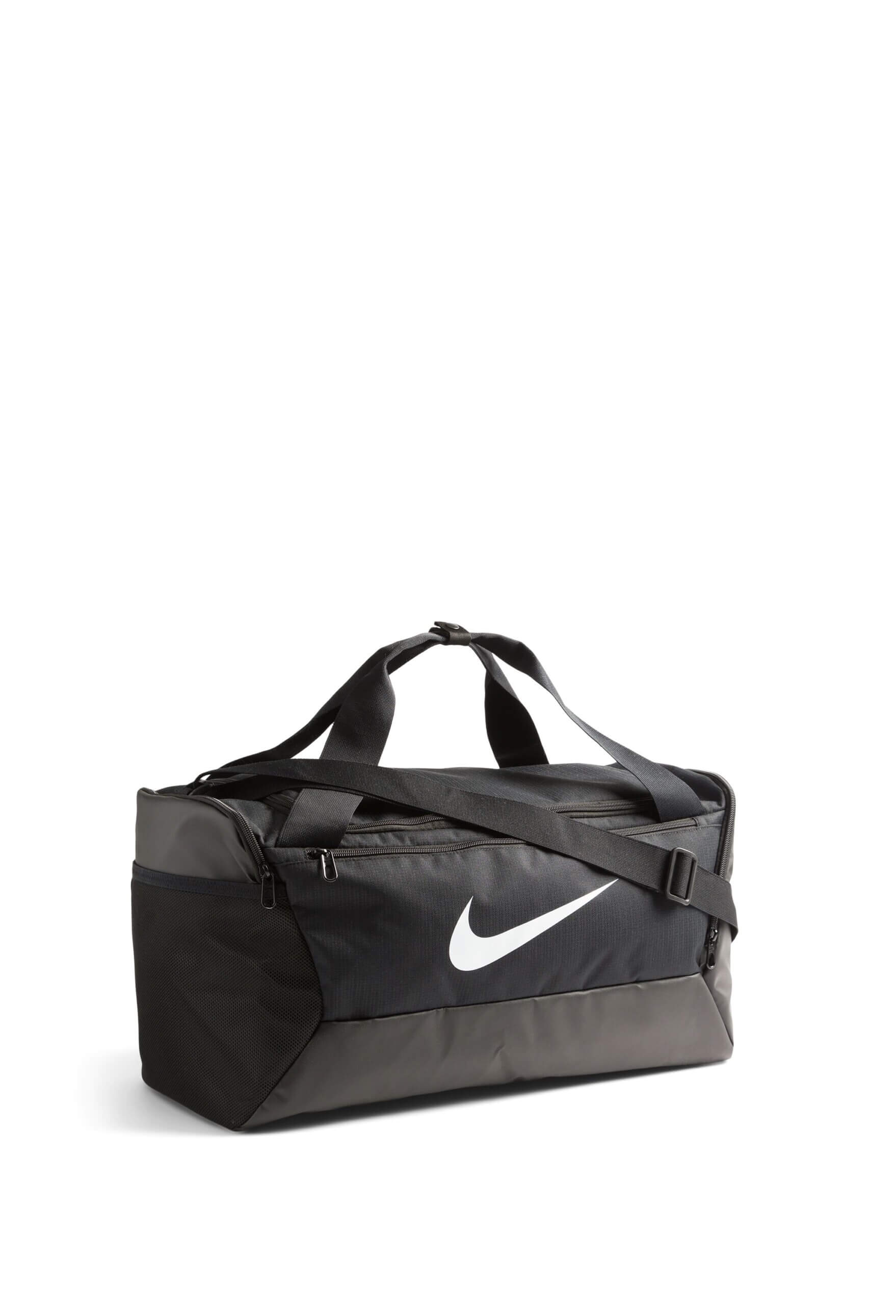 Stitch Fix men’s black duffel bag with white brand logo.