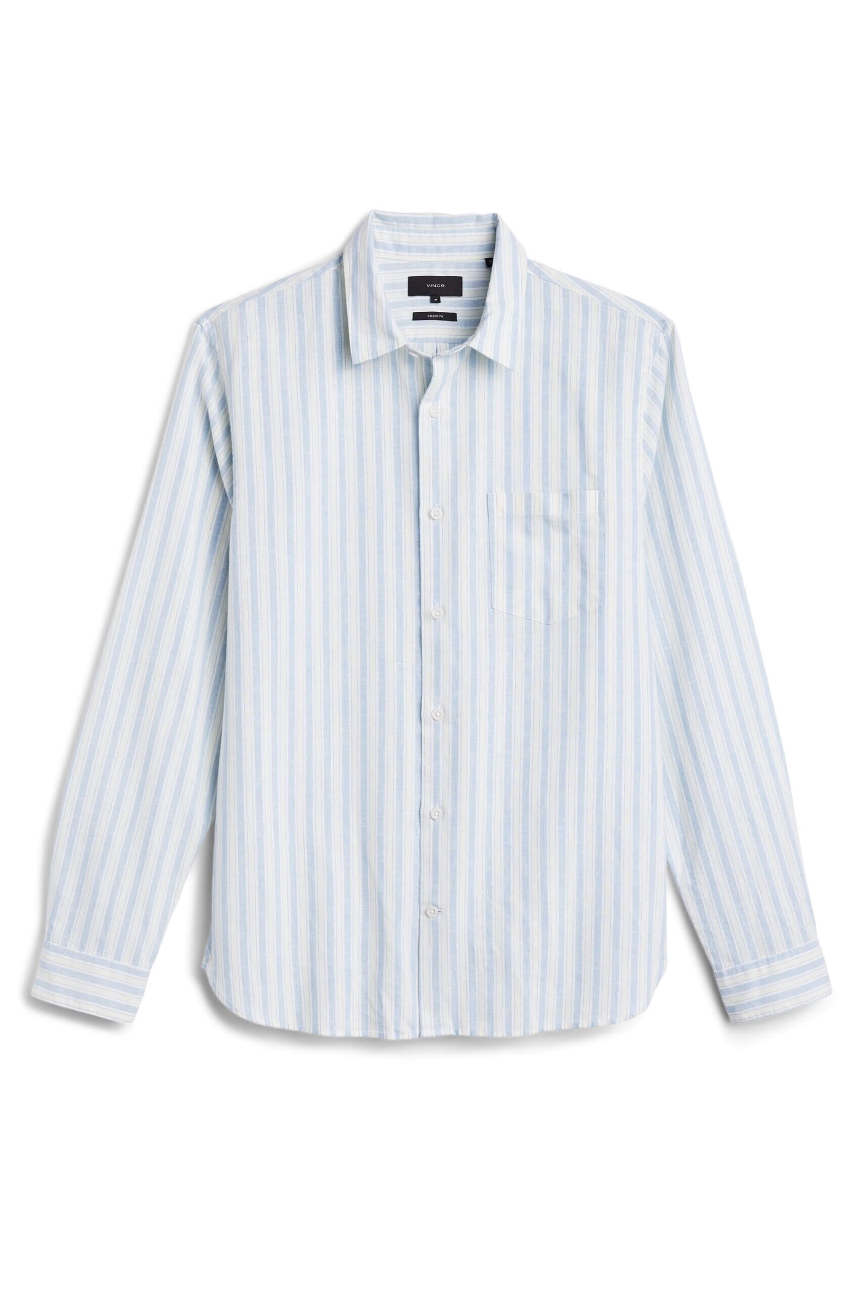 Stitch Fix men’s blue and white striped long-sleeved button-down shirt.