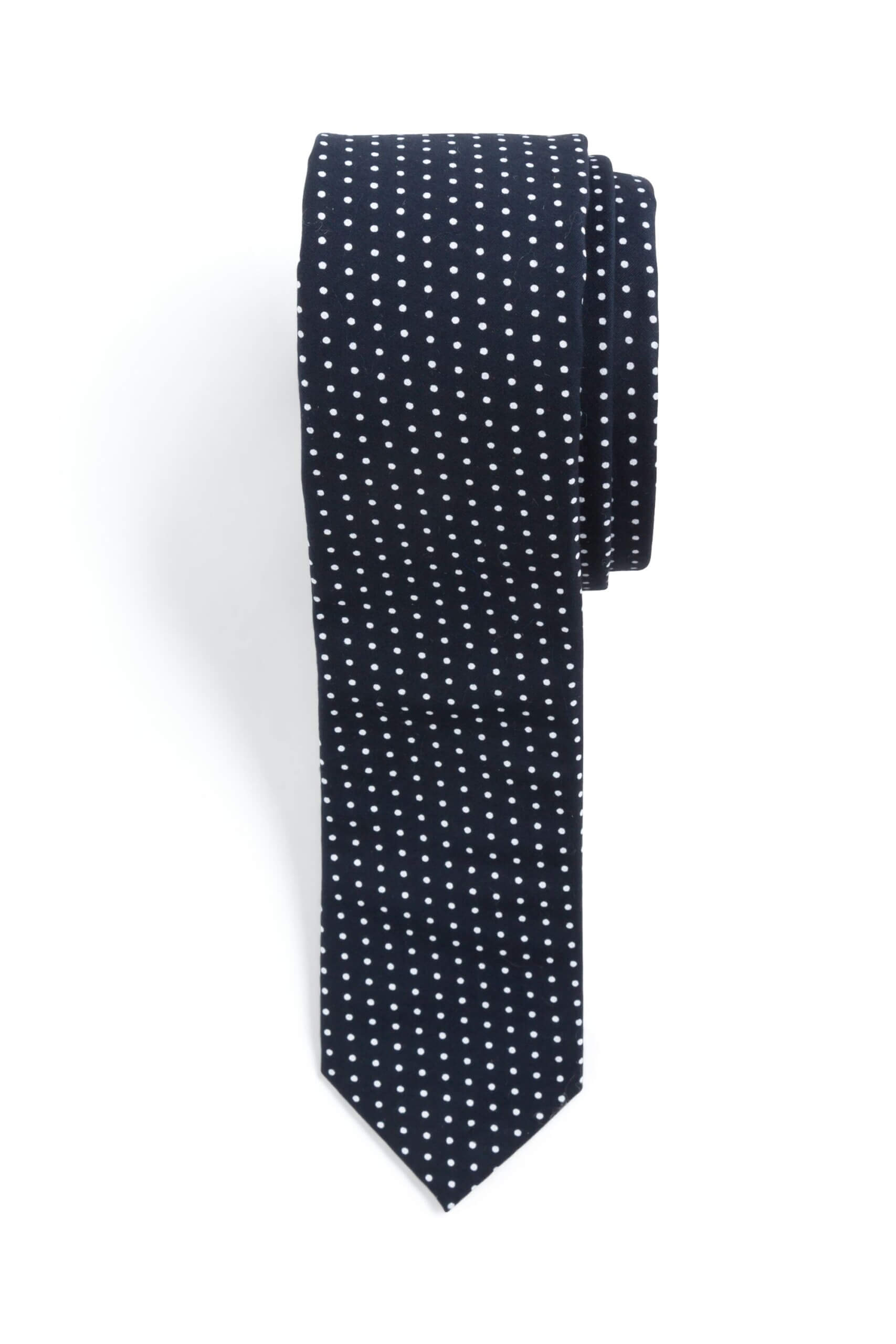 Stitch Fix men’s navy blue and white dot print necktie.