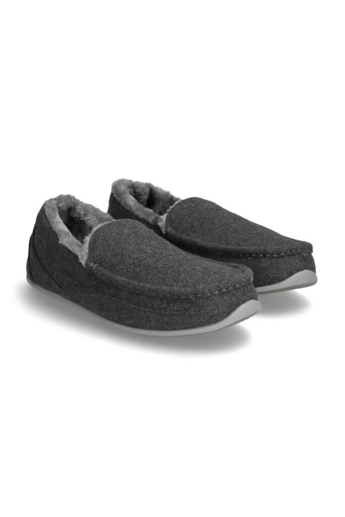 Stitch Fix men’s fall grey sherpa-lined slippers.