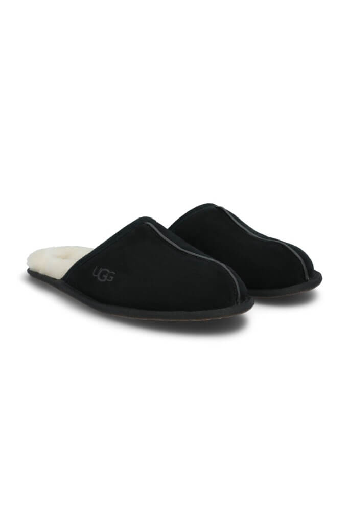 Stitch Fix men’s fall black sherpa-lined backless slippers.