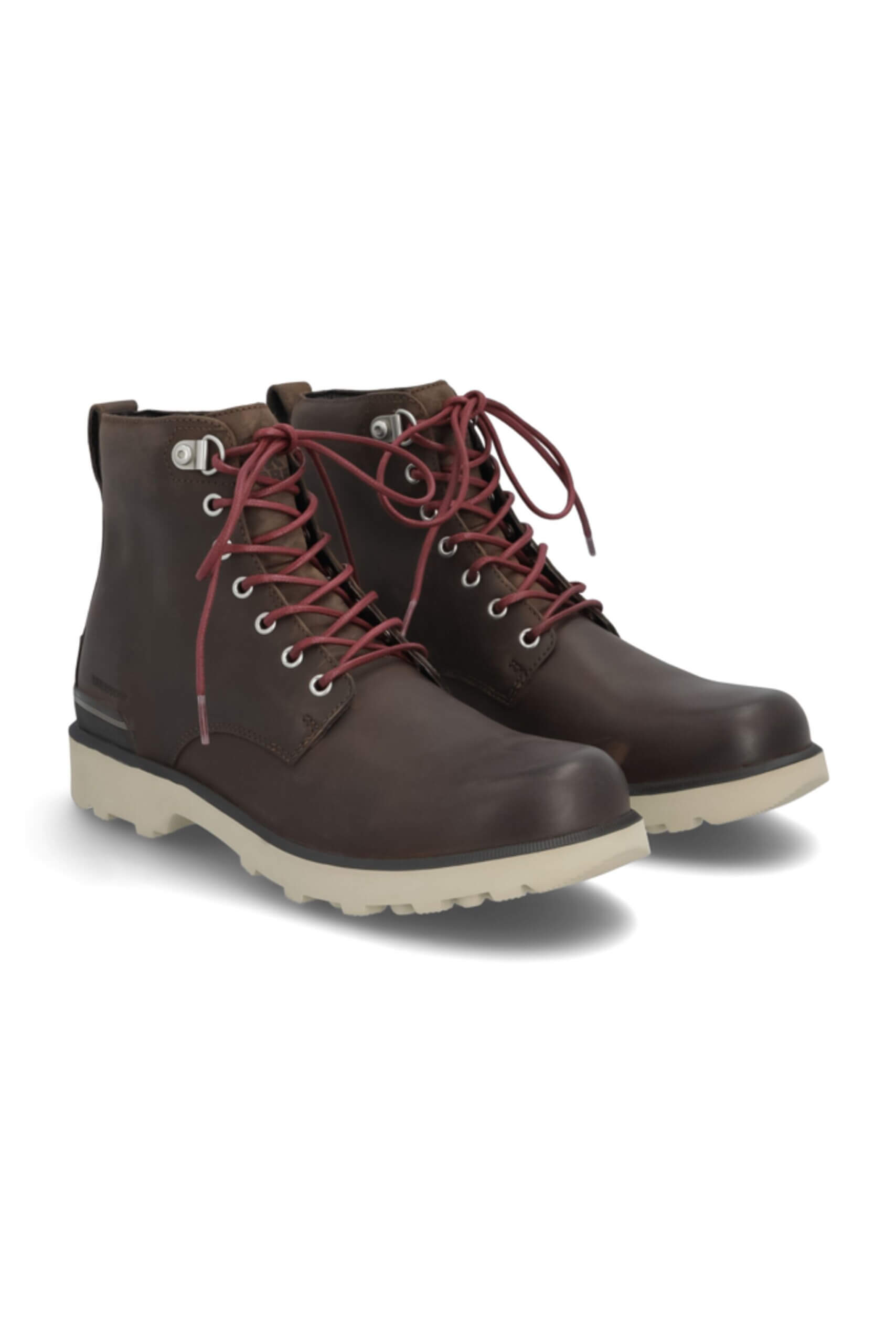 Stitch Fix Men’s dark brown cabincore hiking boots with burgundy laces.
