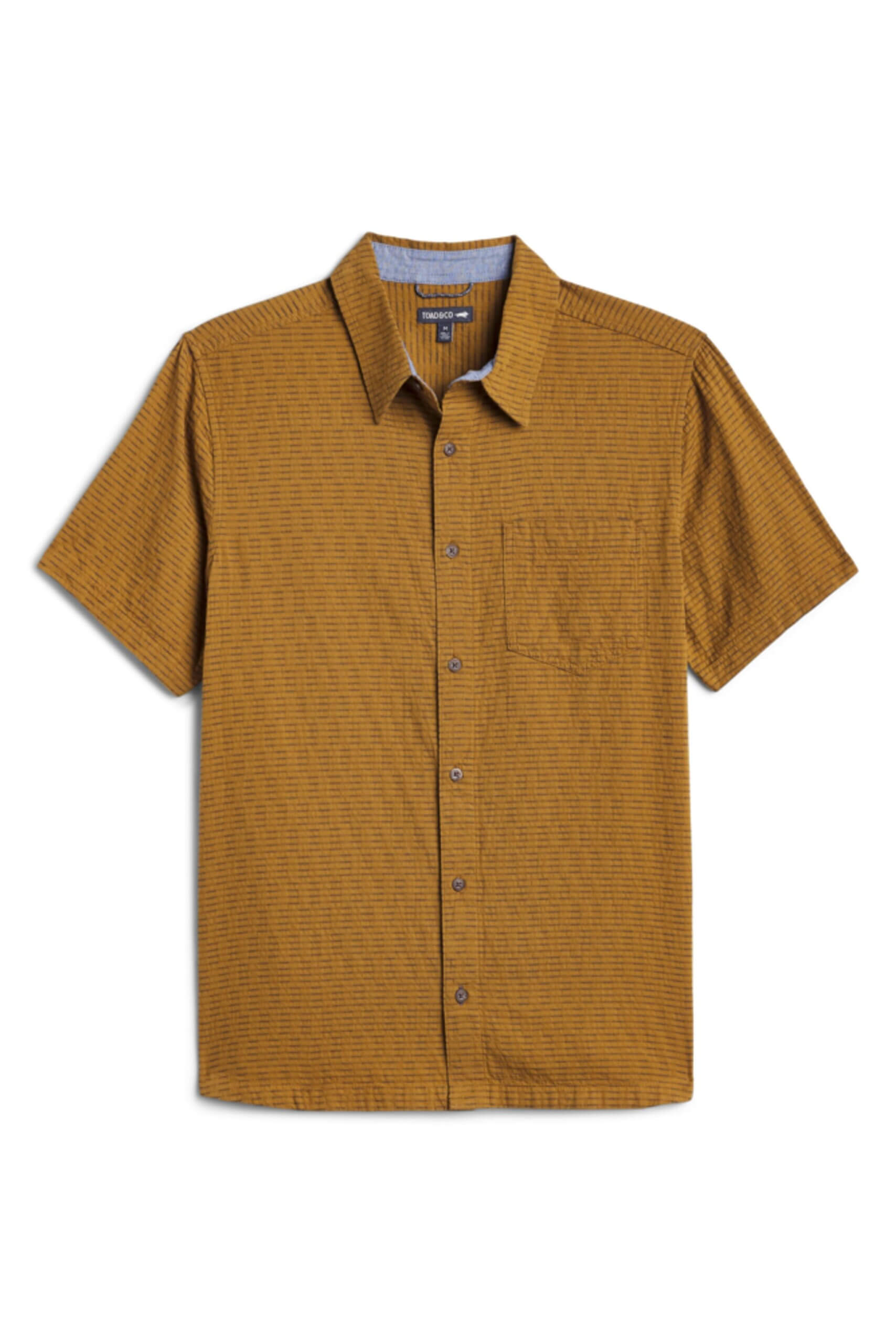 Stitch Fix Men’s brown textured short-sleeve button-up shirt.