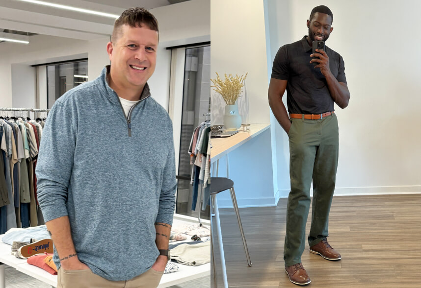 two men in big and tall outfits