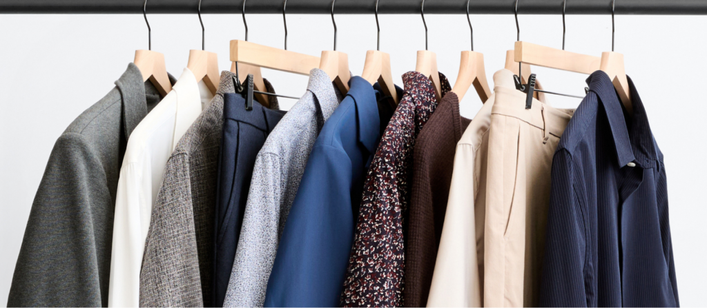 rack of men's clothing