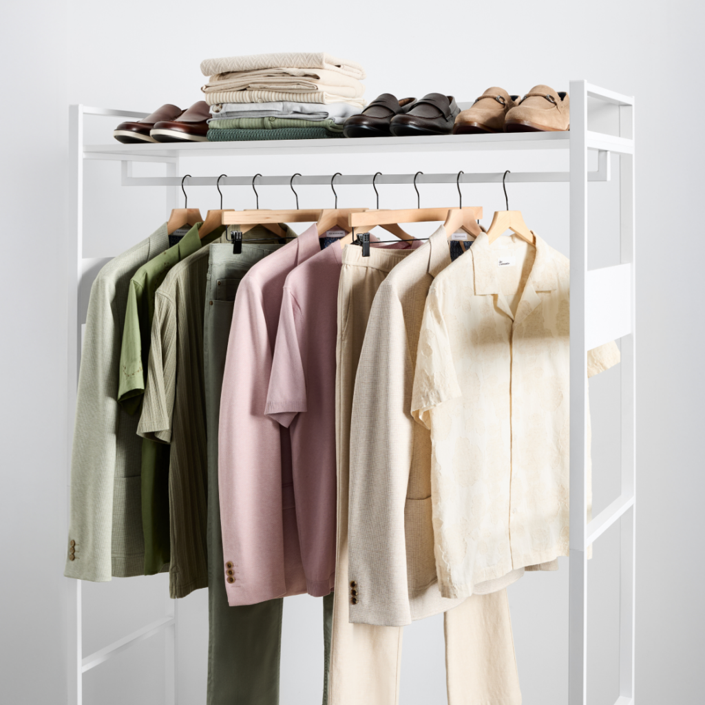 Summer celebration outfits for men on rack
