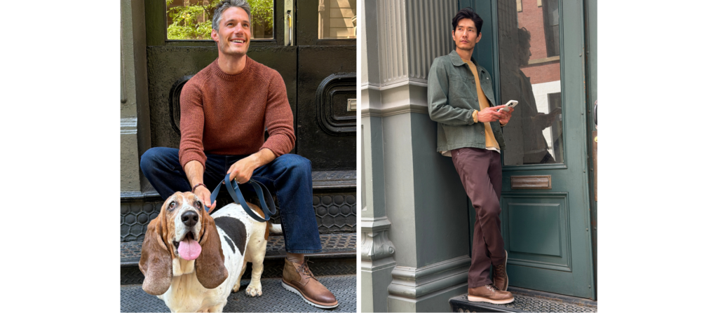 men in fall outfits for 2016 including khaki pants, jeans, and henley shirts