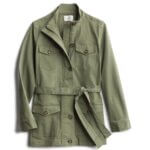 Stitch Fix women's green belted button-front shacket. 
