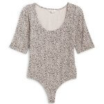 Stitch Fix women's black and white animal print scoop-neck bodysuit.