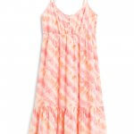 Stitch Fix women’s pink and orange tie-dye tiered midi dress.