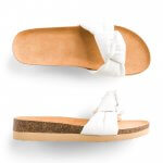 Stitch Fix women’s white sandals with a knot detail and cork platform.