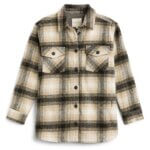 Stitch Fix women’s black and cream plaid button-up shacket.