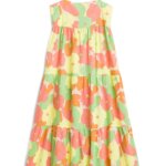 Stitch Fix women’s pink, orange, yellow and green abstract floral nap dress.