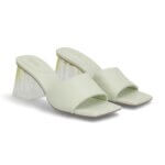 Stitch Fix women's light green heeled slide sandals.