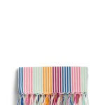 Stitch Fix Women’s rainbow patterned clutch bag with tassel detail.