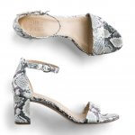 Stitch Fix women’s grey snake-print ankle-strap heels.