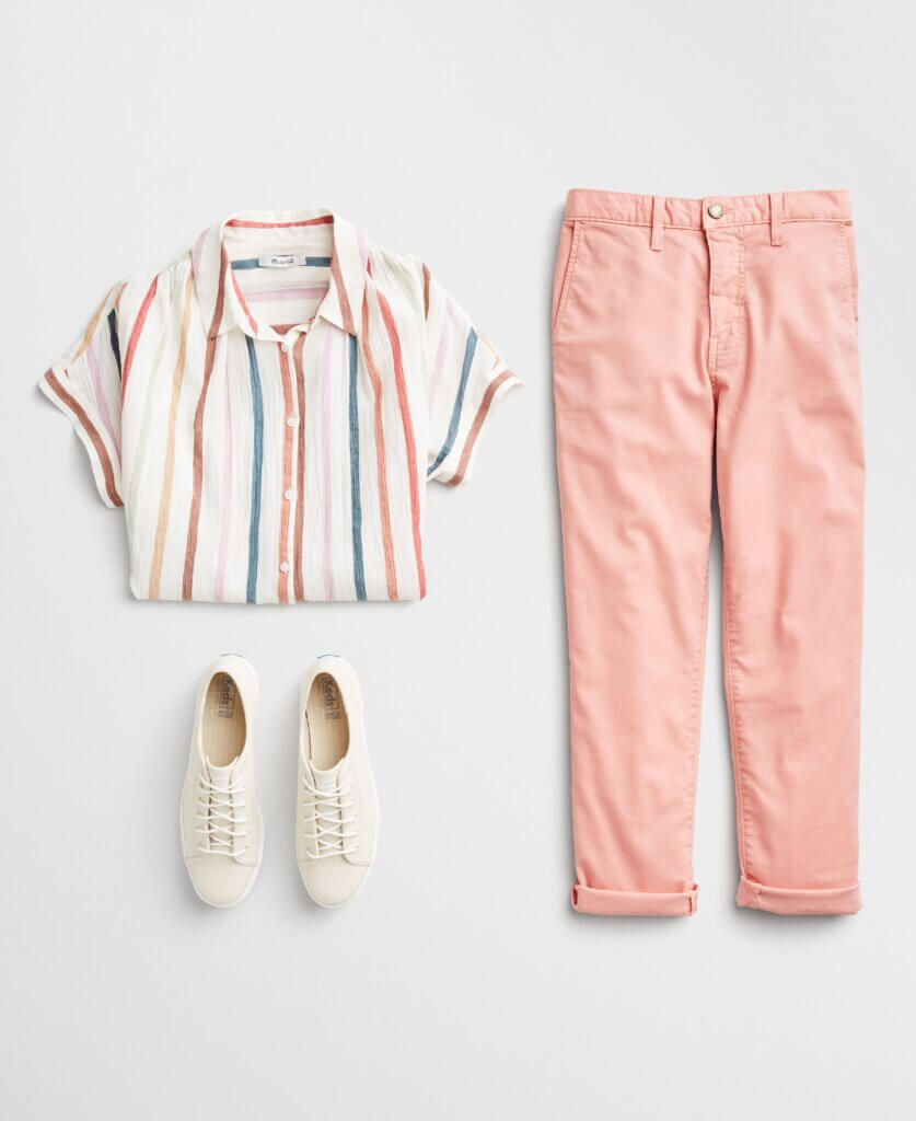 Incorporate bold color and print into your relaxed Easter outfits this season. 