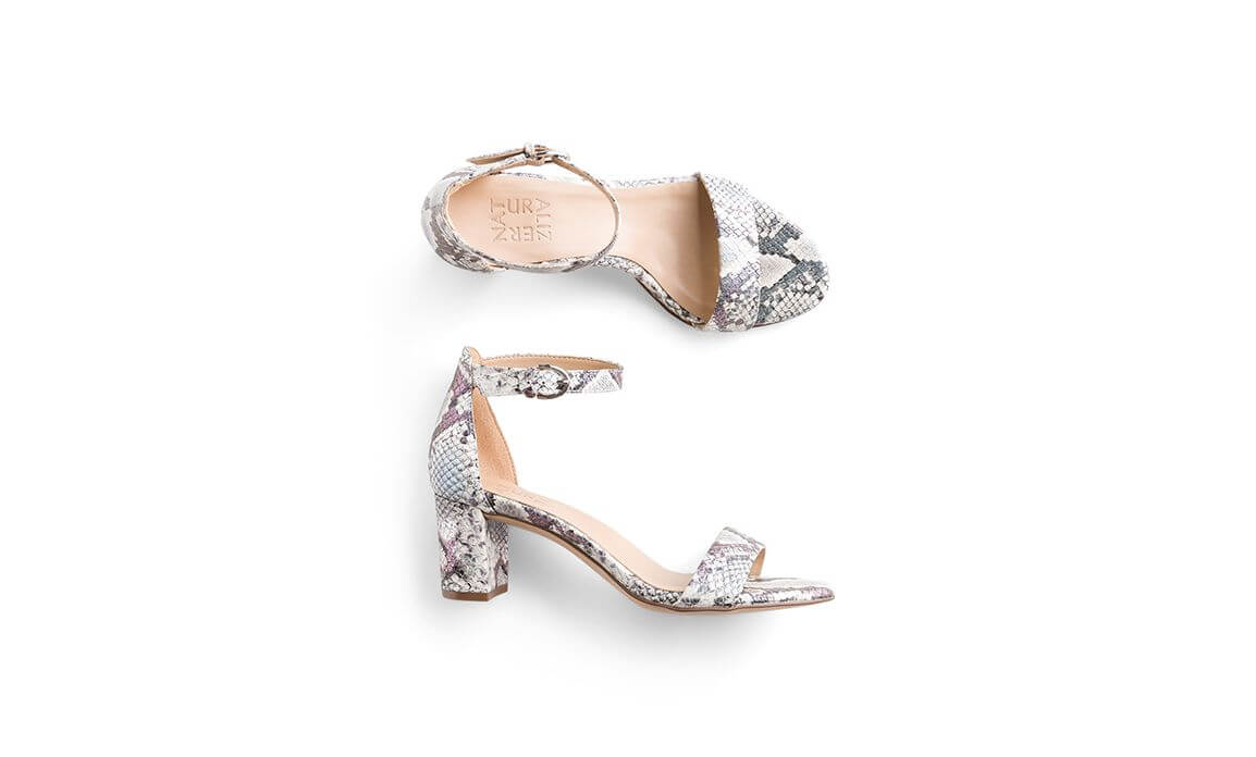 Stitch Fix women’s snakeskin heeled sandals.