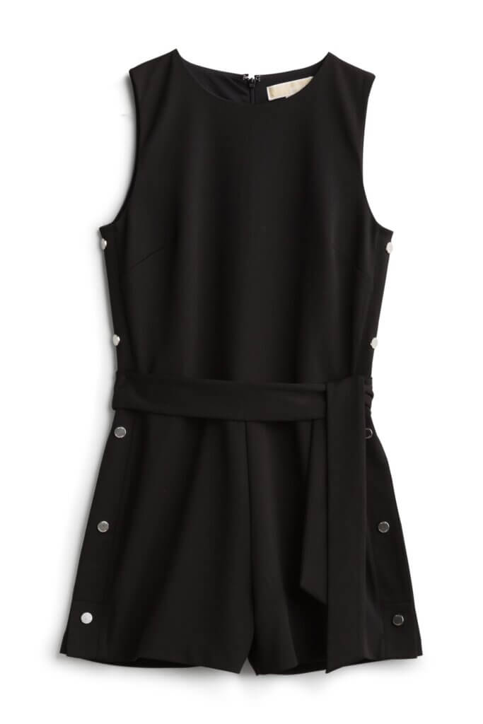 Stitch Fix Summer Cocktail Attire black romper with tie-waist.