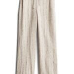 Stitch Fix women’s khaki and gray striped wide-leg pants.