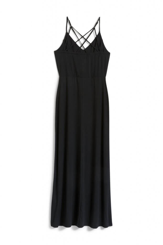 Stitch Fix women’s black maxi dress with cross-back straps.