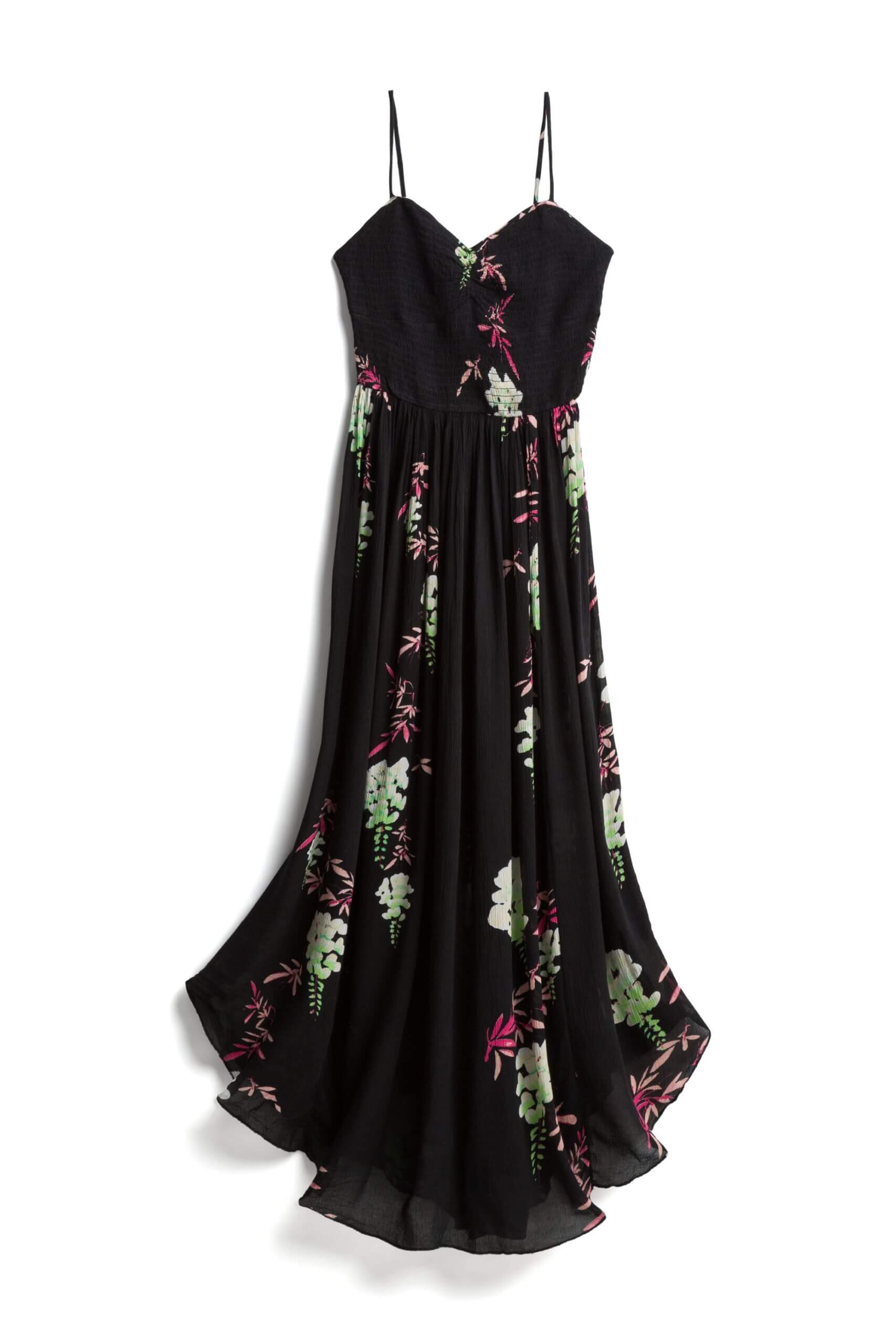 Stitch Fix Women’s dress collection featuring black floral printed maxi dress.