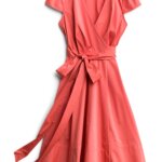 Stitch Fix Summer Cocktail Attire red short sleeve a-line, v-neck dress with tie waist.