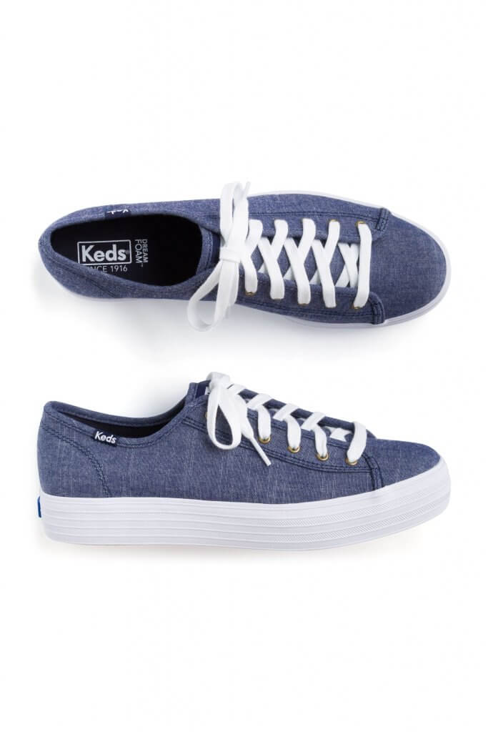 Stitch Fix women’s denim canvas platform sneakers with white laces.