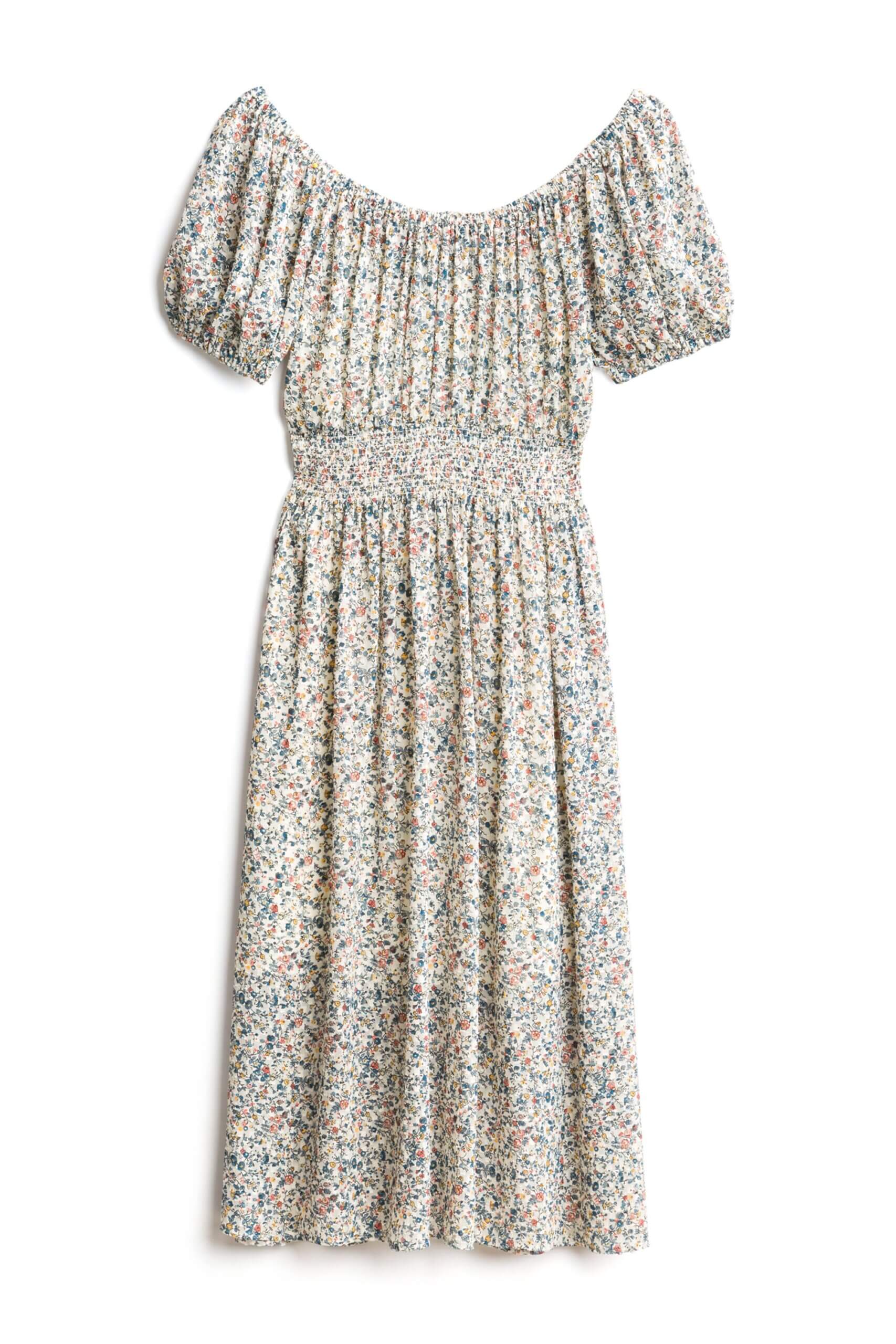 Stitch Fix women’s micro floral print puff sleeve midi dress.