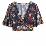 Stitch Fix women’s cropped blue, green and red short-sleeve shirt.