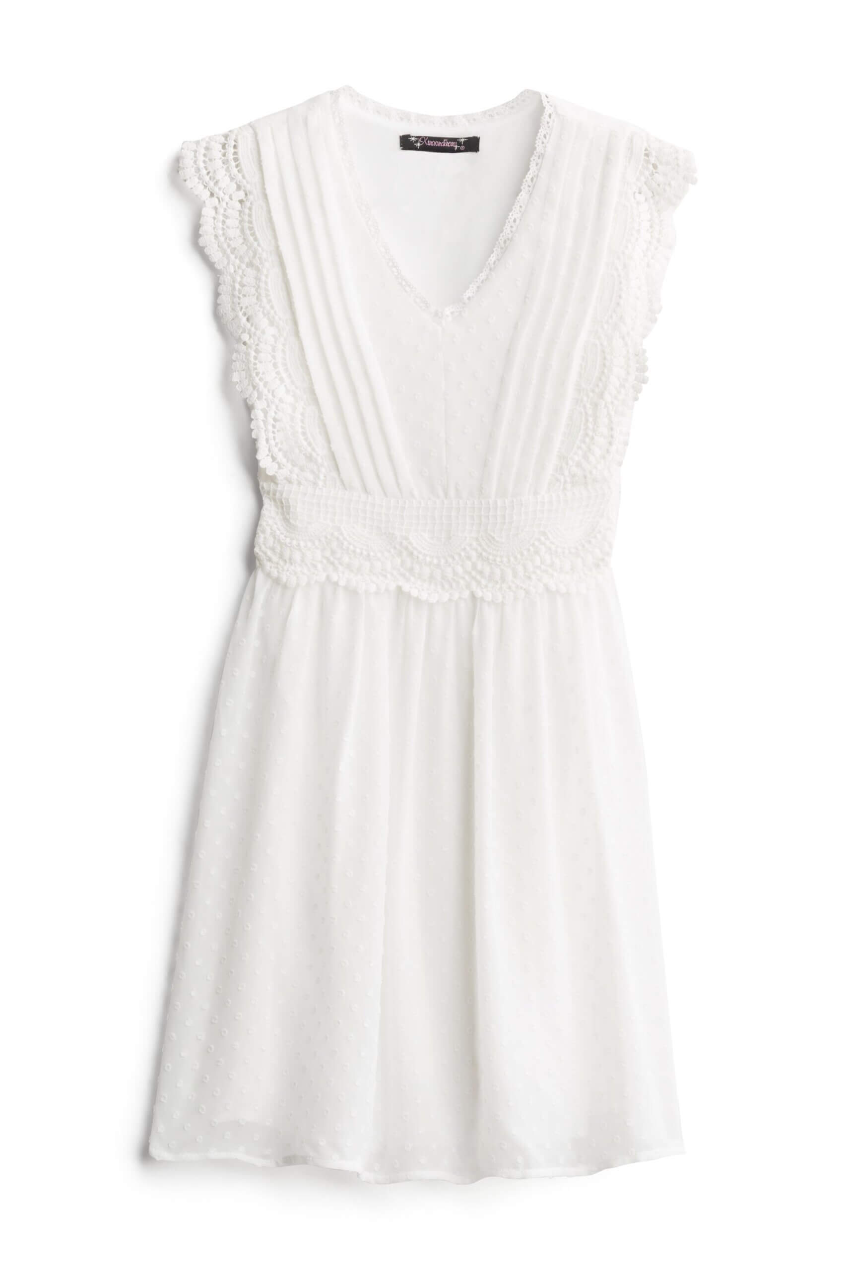 Stitch Fix women’s white scalloped detail sleeveless dress.