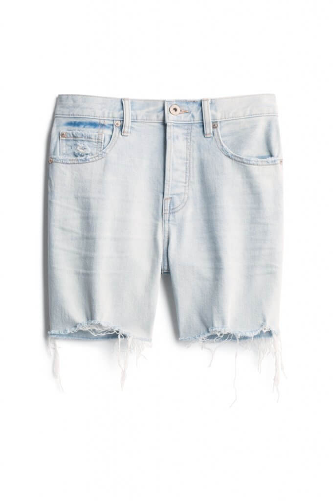 Stitch Fix light-wash, distressed denim shorts with a raw hem.