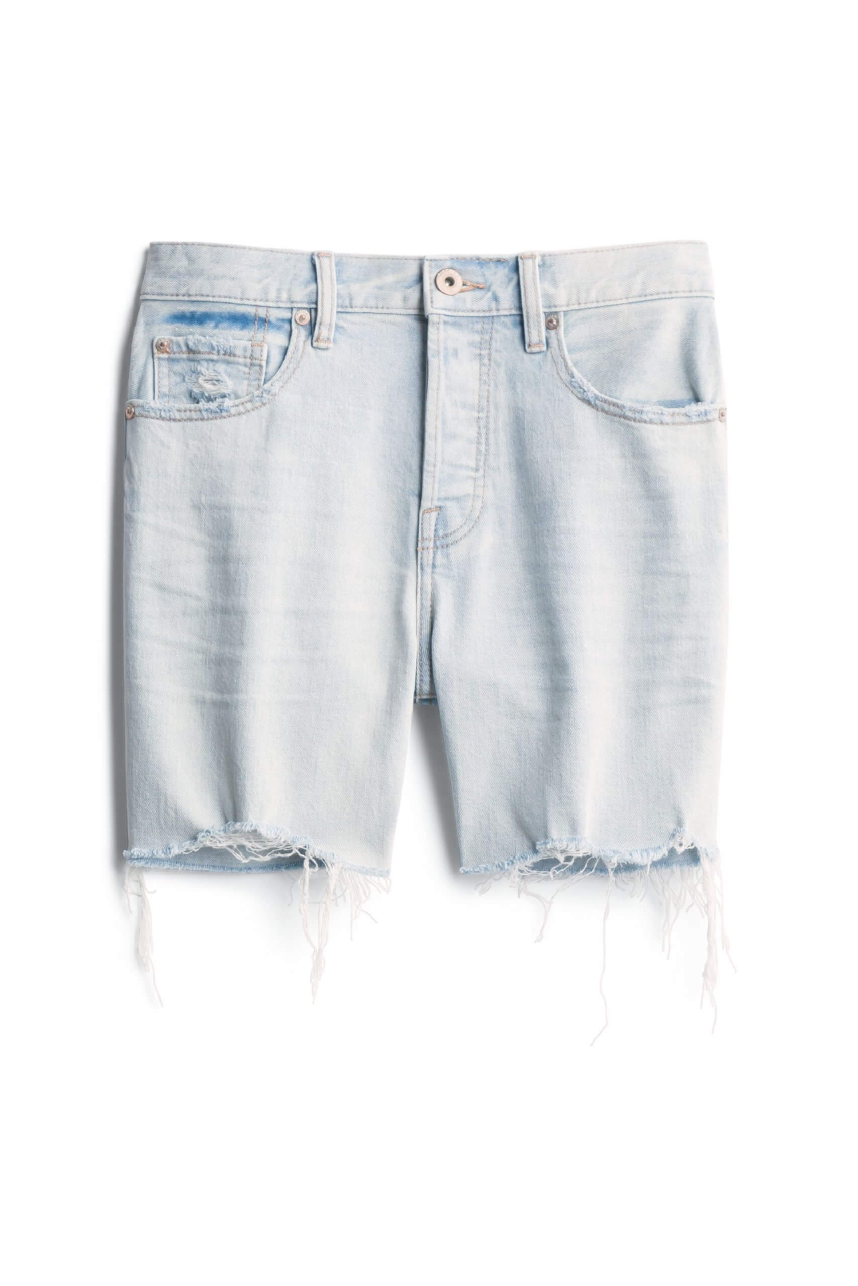 Stitch Fix light-wash, distressed denim shorts with a raw hem.