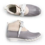 Stitch Fix women’s grey and beige lace-up duck boots.