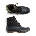Stitch Fix women’s black quilted upper and rubber bottom duck boots.