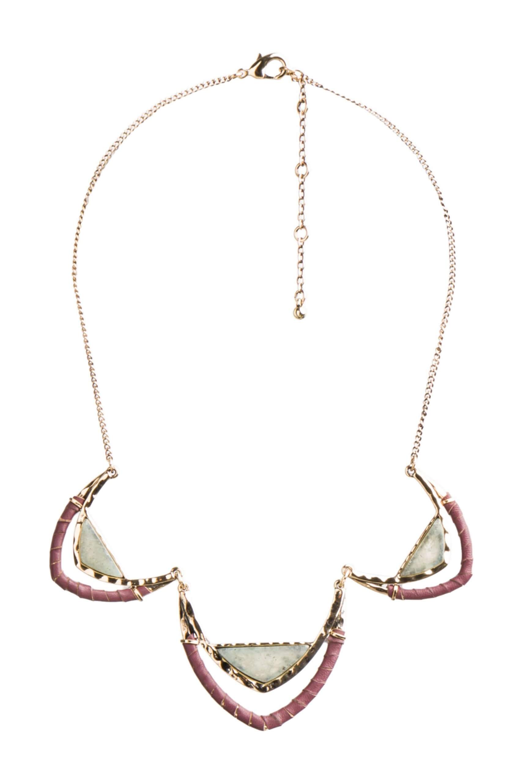 Stitch Fix women’s gold necklace with triangular stone detail.