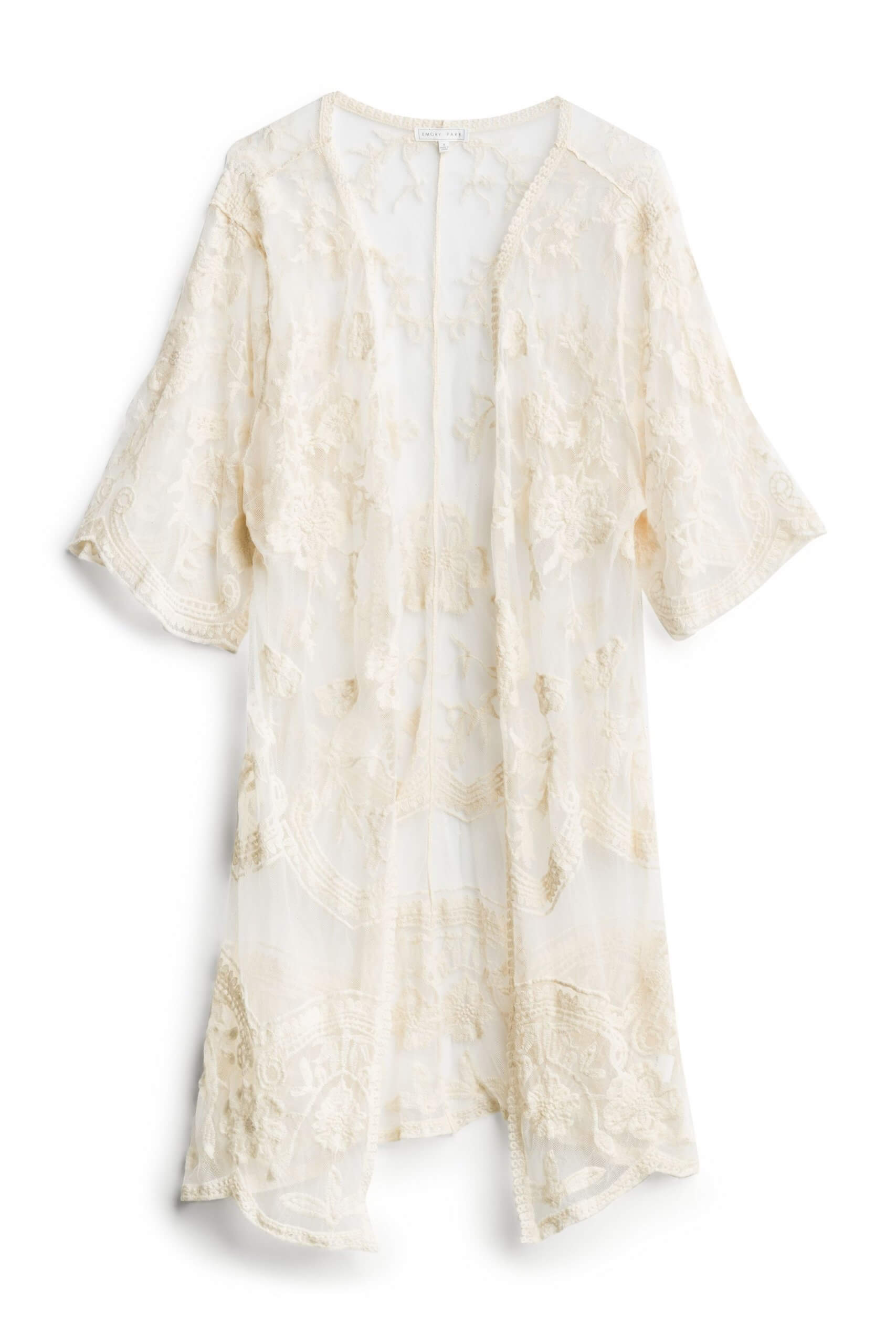 Stitch Fix Women's cream lace open-front woven.