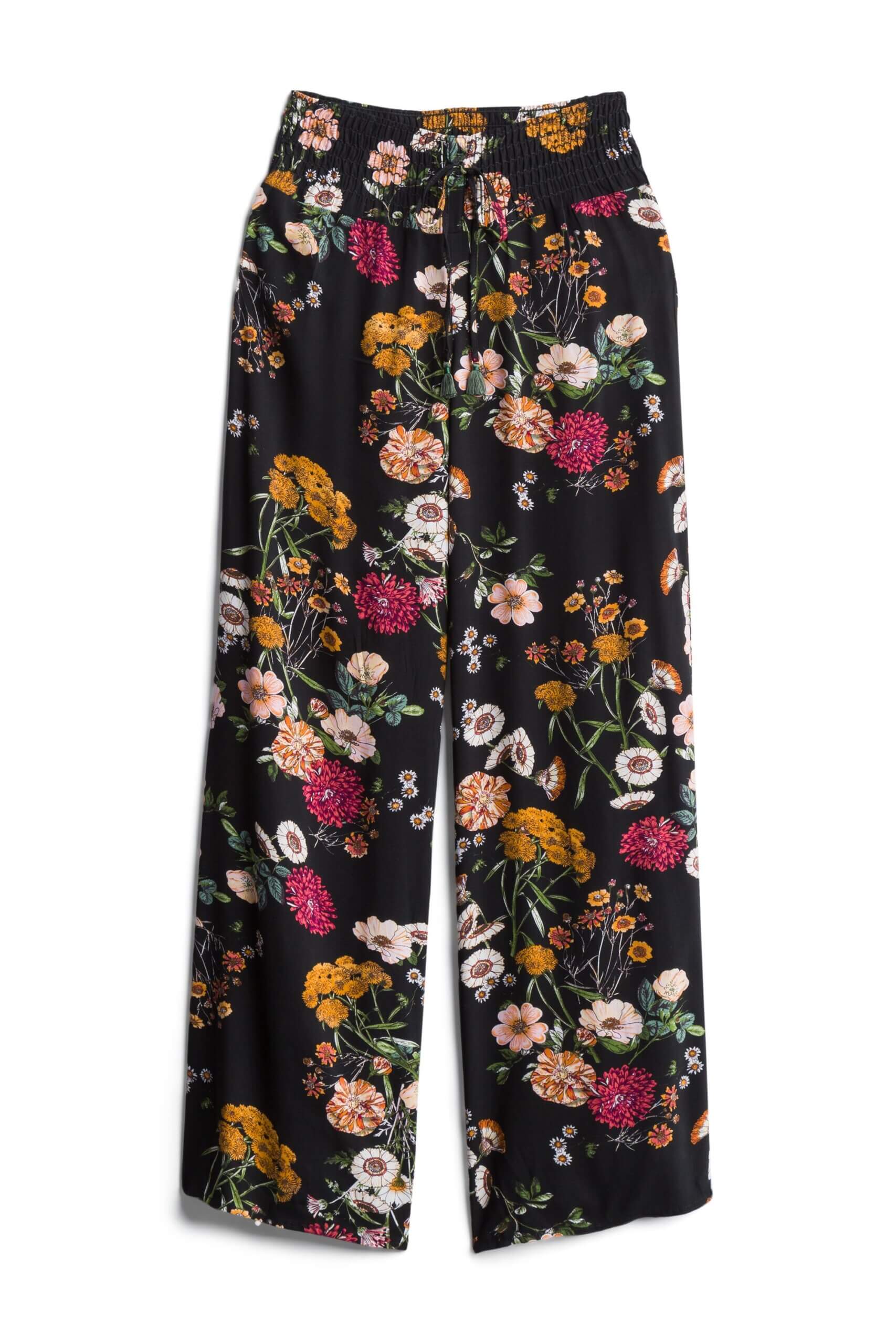 Stitch Fix women’s black floral palazzo pants.