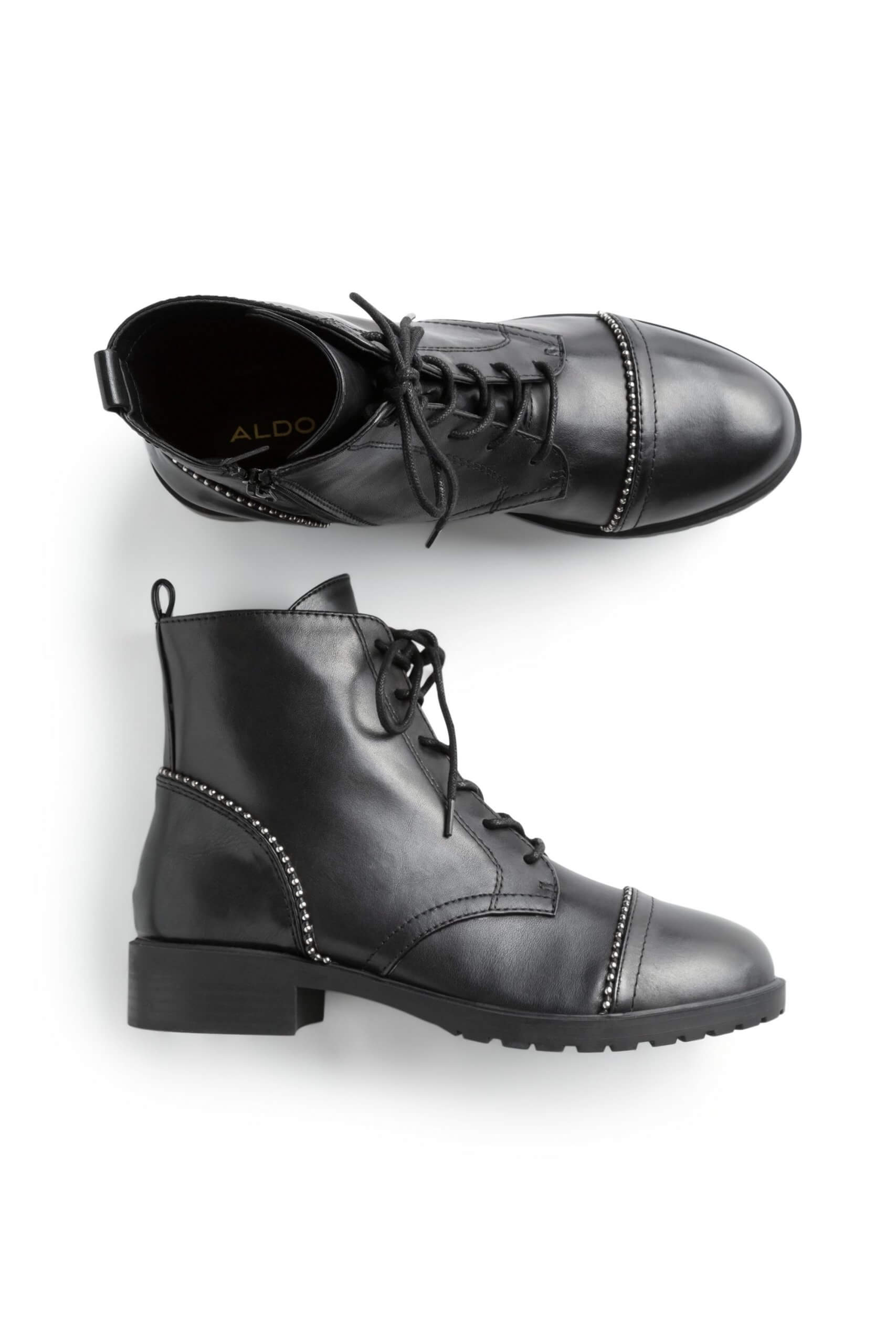 Stitch Fix Women’s black leather lace-up booties.