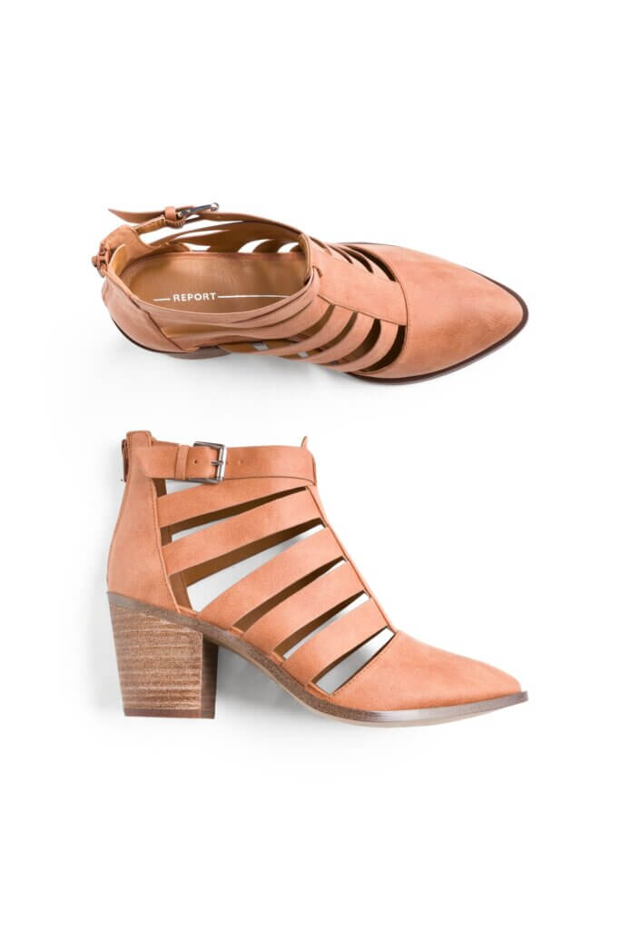 Stitch Fix Women’s Collection featuring tan cage ankle boots.