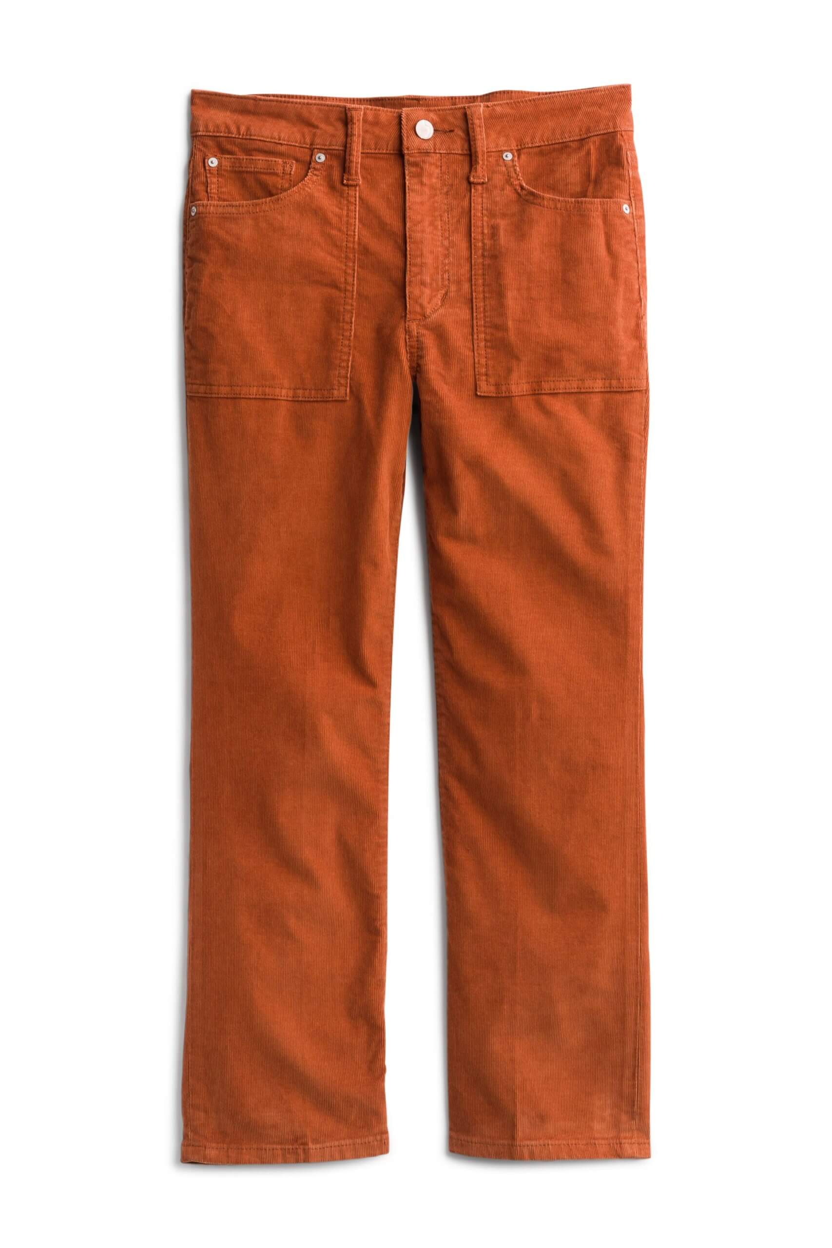 Stitch Fix Desert Daze trend burnt orange corduroy straight-leg pants with utility pockets.