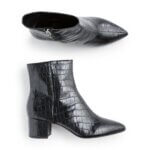 Stitch Fix Women’s Collection black leather ankle boots with embossed crocodile print.